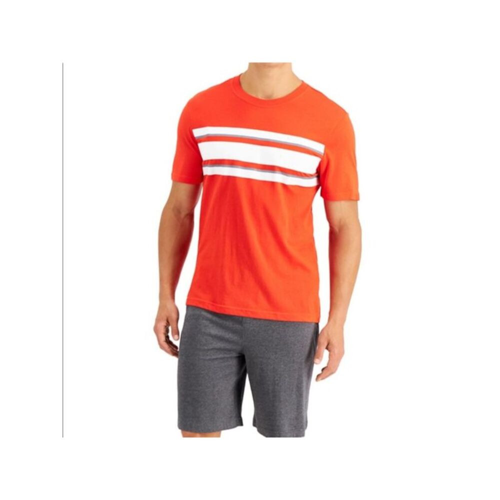 CLUBROOM Mens Orange Short Sleeve T-Shirt Top Shorts Pants Pajamas S